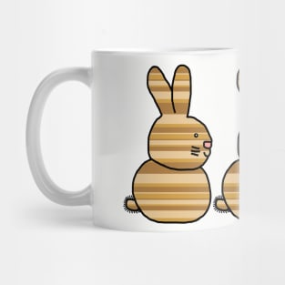 Three Easter Bunny Rabbits Earth Stripes Mug